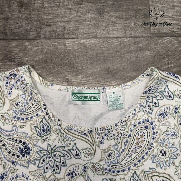 Shenanigans Paisley Short Sleeve T Shirt Size M - Picture 2 of 5